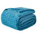 EMME Fleece Blanket, 3D Jacquard Throw Blanket for Couch and Bed, Soft Cozy and Fluffy Blankets Lightweight Luxury Flannel with Geometric Grid Design (Peacock Blue, 50" x 60")