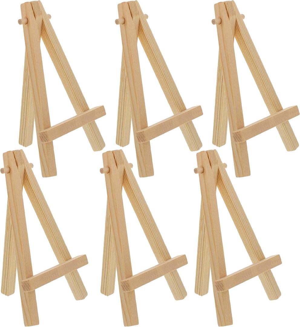 8" High Small Natural Wooden Easel (6 Pack), A-Frame Canvas Stand Tripod, Small Painting Easels - Tabletop Easel for Painting, Canvases, Student Crafts, Event Signs Photos