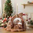 Gingerbread Themed Nativity Scene Gingerbread Christmas Table Decorations Figurines 3.54 x 3.54 x 6.3 Inches Resin Xmas Holy Family Centerpieces Religious Gift for Holiday Party Supplies