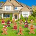 AnyDesign 10Pcs Christmas Yard Signs with Stakes - Gingerbread Man and Other Holiday Designs for Lawn, Patio, Pathway Decor