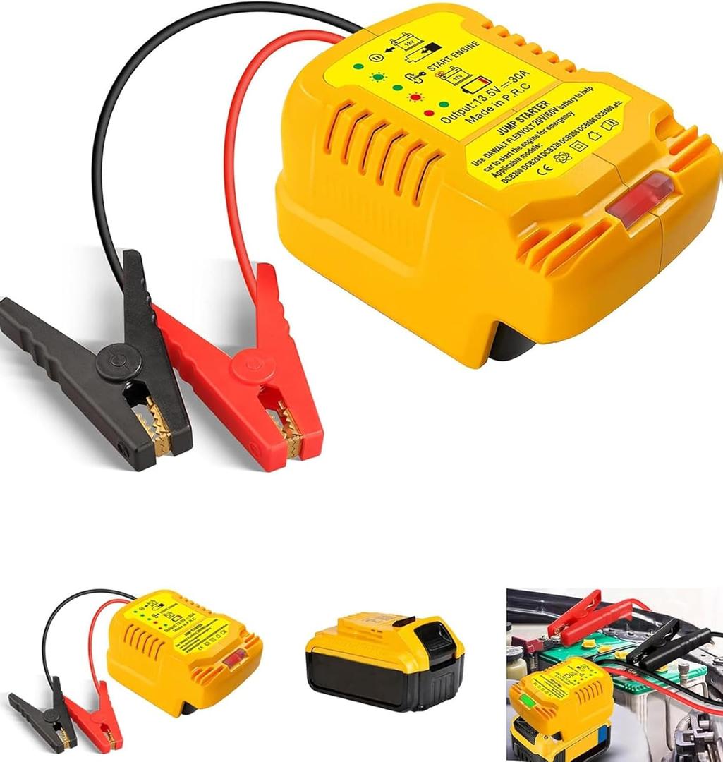 TPDL Heavy Duty Battery Jumper Cable Clamps for DeWalt 20v Battery, Convert to Jumper Starter Automotive Booster with 11AWG Cables,Parrot Clips, Power for Quick Charging Connector