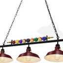 Rossesay Adjustable Pool Table Lights for 7'-8' Billiard Light Hanging Pool Table Fixture Lighting Pendant Lamp with Metal Shades for Game Rooms (Bulb Not Included)(Burgundy Red,3 Lights)