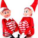 Quebec Naughty Elf Set - Boy & Girl Christmas Elf Figures, Santa's Little Helper Inspired, Soft Body, Vinyl Faces, 12 Inch, Couple