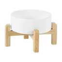 Havniva Ceramic Raised Dog and Cat Bowl Set, 2 Heights Elevated Stand, Food and Water Bowl for Small Breed Dogs, Cats, Kitty, Weighted Dog Dishes, Pet Bowls(5.1'', 13.5oz, White)