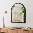 Small Black Metal Frame Bathroom Arch Mirror for Over Sink, 10x13 Inch Arched Tempered Mirror, Wall Vanity Mirror for Farmhouse, Modern Luxe Mirror for Bedroom, Living Room, Entryway
