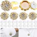 Button Covers, Button Covers for Women Blouses Rhinestone Buttons Buttons Cover for Women 6 Pack Sewing DIY Embellishments Craft Supplies Shiny Decoration for Clothing(Gold)