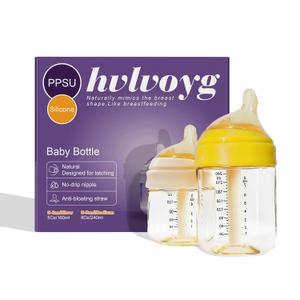 PPSU Baby Bottles for Newborns, Anti-Colic Wide Neck Breastfeeding Bottle with Angled Silicone Nipple, Natural Latch & Easy Drinking, BPA-Free, Heat Resistant, 5oz & 8oz, 0-6 Months, 3 Nipples