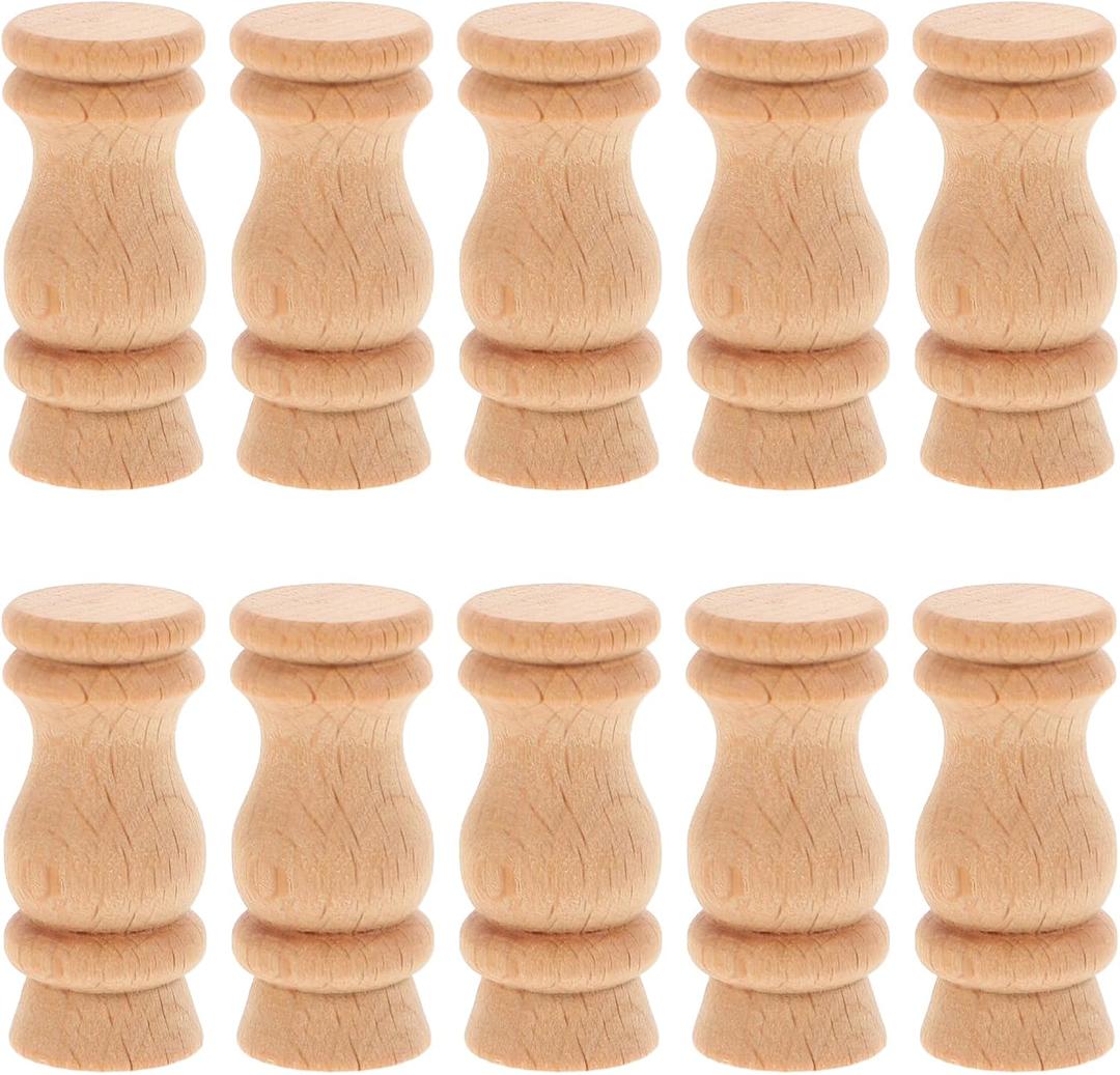 LOGOFUN 10PCS Unfinished Beech Wood Balusters Vintage Wooden Staircase Spindles for Home Office Fireplace Mantel Support Columns Supplies