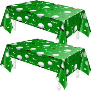 Patelai Golf Tablecloth Golf Party Decorations Sport Themed Party Supplies Rectangle Plastic Disposable Table Cover Ball Decorations for Birthday Picnic Sport Events, 86 x 51 Inch(2 Piece)