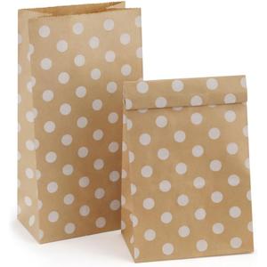 BagDream Paper Lunch Bags 4lb 100Pcs Kraft Brown Snack Bags Bulk, for Craft, Lunch, Bread, Sandwich, Candy, Treats, 5x2.95x9.45 Inches Recyclable Brown Small Paper Sacks White Dot