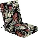 Arden Foam Outdoor Dining Chair Cushion, 20 x 20, Made with ProFoam, Rain-Proof, Fade Resistant, Simone Black Tropical