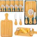 6 Sets Bridal Baby Shower Prizes for Game Winners Bamboo Square Mini Charcuterie Cheese Boards Butter Spreaders Forks with Thank You Tags Gift Box for Guests Wedding Birthday Party Favors