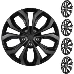 17 Inch Universal Hubcaps, Grey & Black Snap-On Wheel Covers, Compatible with Most Standard Steel Wheels, Cars Sedans & SUV, Set of 4 (Grey and Black)