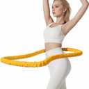 3 lbs Soft Weighted Hoop for Adults -Fold Gentle Fat Burning and Waist Toning, Pinch-Proof Design,Soft Material Won't Irritate Skin Perfect for Home/Travel/Postpartum Recovery (Dark Yellow)