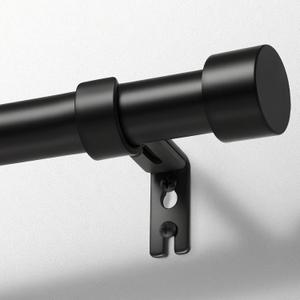 Zeerobee Curtain Rods for Windows 48 to 84, Black Curtain Rod, Adjustable 1 Inch Heavy Duty Outdoor/Indoor Modern Drapery Pole, 32"-86"