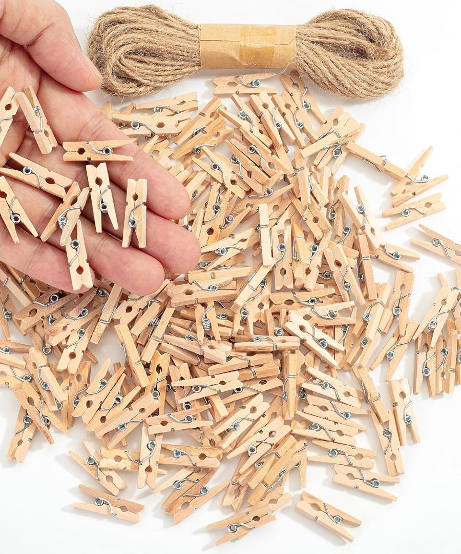 Mr. Pen- Wooden Clothes Pins for Craft, Natural Wood, 200 pcs, 1 Inch, Mini Clothes Pins for Hanging Pictures, Small Clothes Pins Wood, Clothing Pins, Mini Clothespins for Photos, Small Clothes Pin