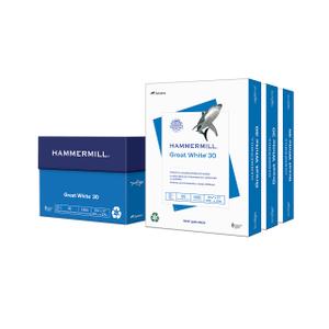 Hammermill Printer Paper, Great White 30% Recycled Paper, 8.5 x 11 - 3 Ream (1,500 Sheets) - 92 Bright, Made in the USA