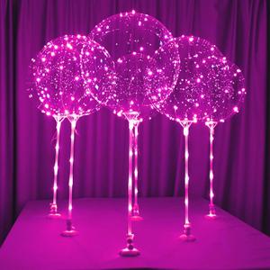 Lightsfever Led balloons with sticks and stands and batteries 6pack pink