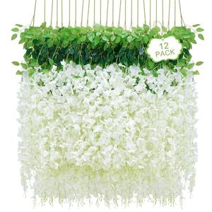 Siyaluens 12Pcs Artificial Wisteria Hanging Flowers, 3.6Ft/Pcs White Fake Wisteria Garland for Wedding Party Home Garden Indoor Outdoor Decoration
