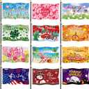 Seasonal Garden Flags Set of 12-3x5 ft Large Outdoor Yard Flags for All Seasons, Fall, Winter, Halloween, and Christmas - Holiday House and Garden Flags for Outside Decor