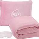 ENZOLVE Travel Blanket, Airplane Blanket, Ultra-Soft, Warm & Lightweight, 65x40 in, Outdoor Blanket Essentials for Women, Men & Kids, Luggage Sleeve & Backpack Clip Pink