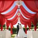 MODFUNS Ceiling Drape for Wedding Red Chiffon Draping Fabric 5x30ft 4 Panels Sheer Ceiling Curtains Tulle Drapery Curtain Wedding Archway Drape Bridal Baby Shower Party Arbor Drapery Ceiling Decor