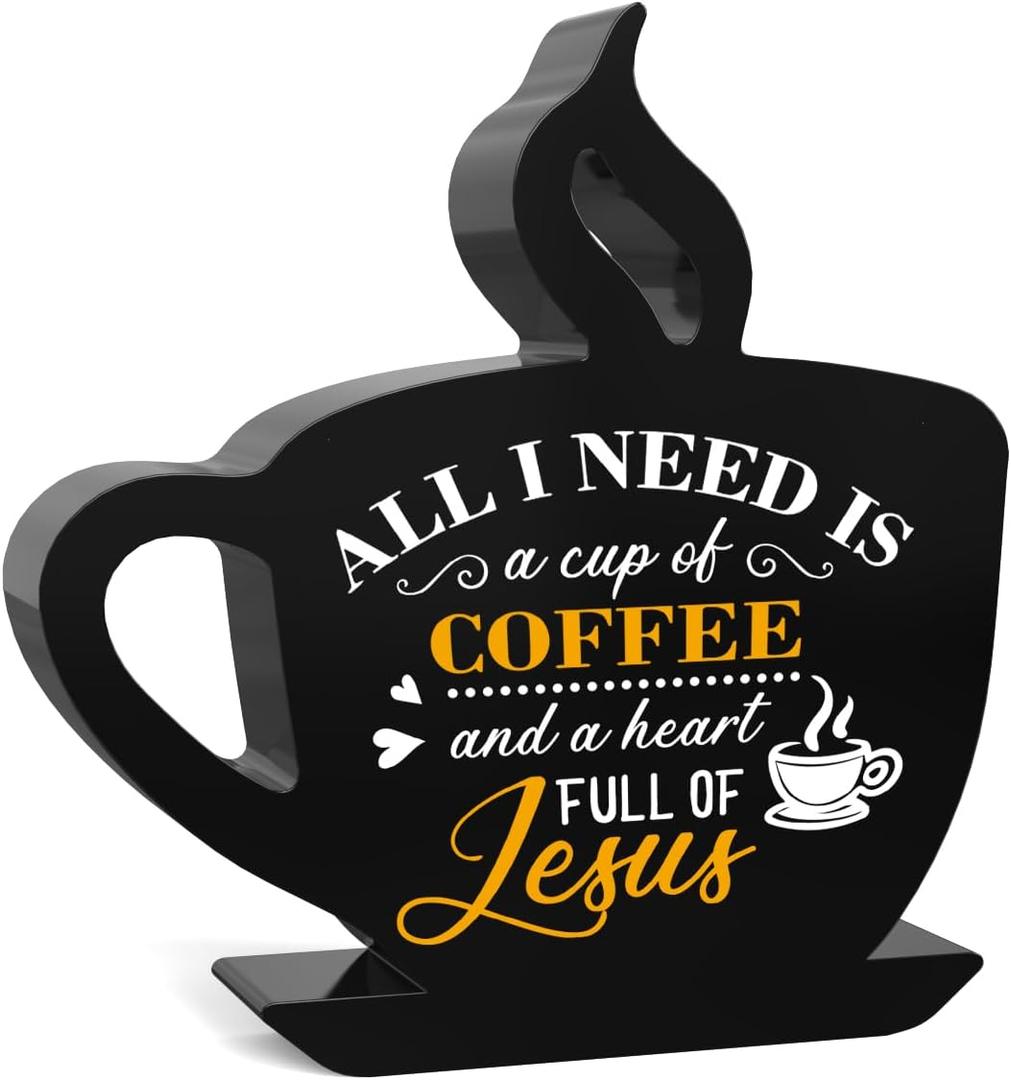Coffee Bar DecorAll I Need Is A Cup of Coffee,Rustic Farmhouse Decor,Gift for Home Kitchen Tabletop Office Decorations,Farmhouse Decorations for Bar Station 5x5 Inch