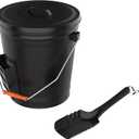 Home-Complete 4.75 Gallon Black Ash Bucket with Lid and Shovel-Essential Tools for Fireplaces, Fire Pits, Wood Burning Stoves-Hearth Accessories