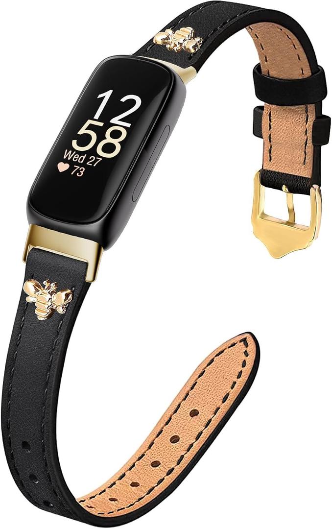 Slim Leather Bands Compatible with fitbit inspire 3 bands, Charms, Feminine Design for fitbit inspire 2/1