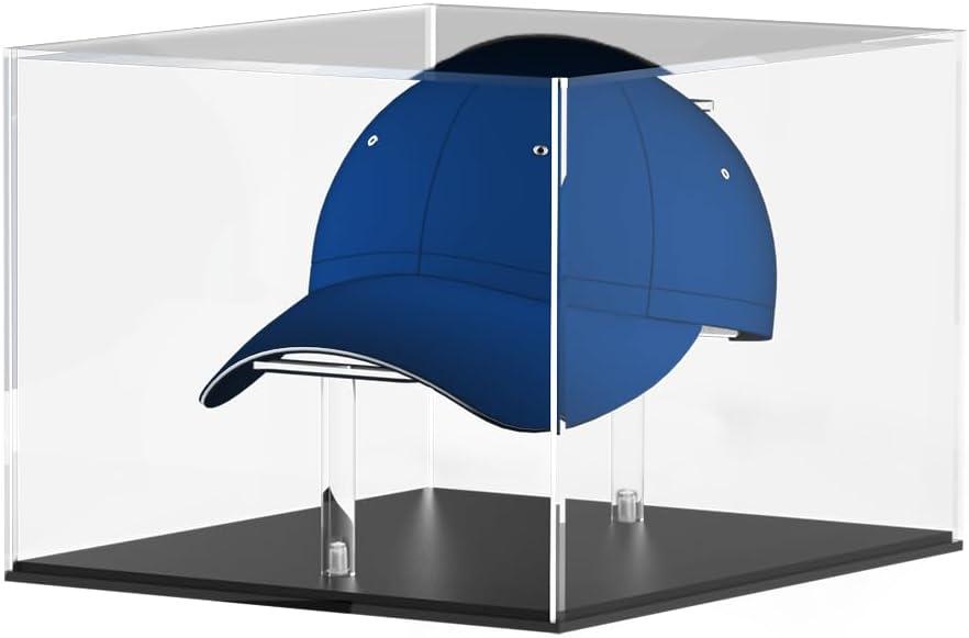 Acrylic Hat Display Case - Baseball Cap Display Stand - UV Protection Football Soccer Hat Cabinet Storage Cover