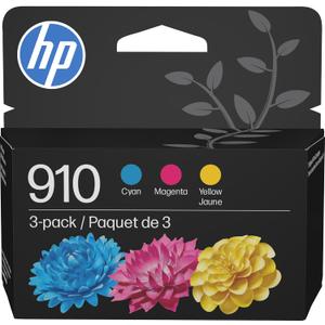 HP 910 Cyan, Magenta, Yellow Ink Cartridges (3-Pack) | Works with OfficeJet 8010, 8020 Series, OfficeJet Pro 8020, 8030 Series | Eligible for Instant Ink | 3YN97AN