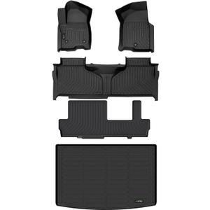 Floor Mats & Cargo Liner Custom for 2021-2025 2026 Chevy Suburban/GMC Yukon XL 8 Seats (Bench Seating) All Weather Protection TPE Heavy Duty Floor Liners Full Set Accessories-Black