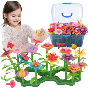 BIRANCO. Flower Garden Building Toys - Build a Bouquet Floral Arrangement Playset for Toddlers and Kids Gifts Age 3, 4, 5, 6 Year Old Girls, Educational STEM Toy (120 PCS)
