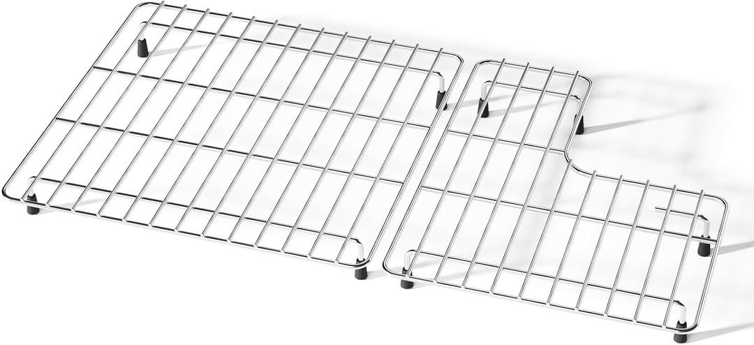 26.18'' x 14.76'' K-6449-ST Sink Protector Grid, Stainless Steel Sink Racks for Kohler Sink Rack Whitehaven 5827 and K-5826, Includes Left and Right Racks, Farmhouse Sink Protector