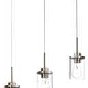 Pendant Lights Fixtures with Clear Glass Shade Brushed Nickel Island Light fixtures 3-Lights Hanging Lighting for Kitchen Island Dining Room