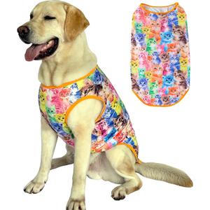 Dog Sleeveless T Shirt Cat Printed Dogs Vest Shirt Pajamas Breathable Stretchy Summer Clothes for Large Pet Boys Girls（2X-Large,Orange）