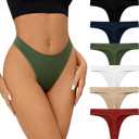 SHARICCA Seamless Thongs for Women Sexy Breathable No Show Thong Underwear Women Multiple Pack (Small, (6 Pack) Lovely Vintage)
