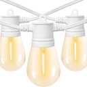 SUNTHIN White String Lights, 48ft White Outdoor Lights with 16 1W Shatterproof LED Bulbs for Patio, Garden, Backyard, Porch, Cafe, Deck, Wedding, Party