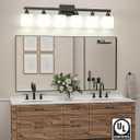 VOLISUN Matte Black Bathroom Light Fixtures, 6-Light Bathroom Vanity Lights Over Mirror, Modern Vanity Light for Bathrooms, Bathrooms Lights Fixtures Over Mirror with Milky White Frosted Glass Shades