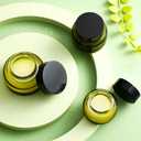 6 Pcs 0.5/1/ 2 oz Glass Jar with Lids Travel Size Containers for Toiletries Round Cosmetic Jars with Inner Travel Accessories for Storing Lip, Body Scrub, Lotion, Bath Salts(Amber,Green)