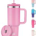 WETOWETO 40oz Tumbler with Handle and Lid | 100% Leakproof Insulated Stainless Steel Travel Mug | Keeps Cold 34Hrs/Hot 10Hrs | Dishwasher Safe, Fits Car Cup Holder (Lilac Color)