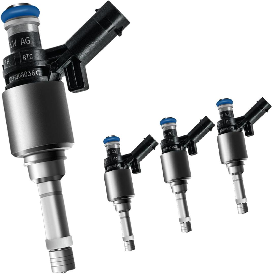 Fuel Injectors Fit for Audi: Q5/TT/A3/A4/A5/A6 (& Quattro), Fit for VW: Jetta GLI/CC/Beetle/Eos/GTI/Tiguan/Passat, L4 2.0T 2008-2016, OEM # 06H906036G, 06H906036P, 0261500076 (4 Pcs)