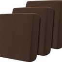 Hokway Stretch Couch Cushion Covers, 3 Piece Individual Sofa Cushion SlipcoversJacquard Sofa Seat Slipcover Set, Non-Slip Protector for Cushion (Chocolate,Small-3PC)