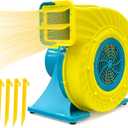 Bounce House Blower High Power Inflatable Air Blower Large PVC Bounce Castles Water Slide & Event Inflatables IPX4 Waterproof, 110-120V with 6 Stakes-1HP 750W