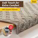 JSEI Bullnose Carpet Stair Treads, 14 Pcs Non Slip Stair Treads for Wooden Steps Indoor with TPE Backing, 11" x 30" Machine Washable Stair Runners with Edge Protection for Kids, Elders and Pets, Beige