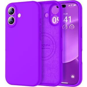 Vooii Magnetic for iPhone 17 Case, Compatible with Magsafe (Premium Liquid Silicone) (Integrated Camera Control Button) Full Body Protective Anti-Scratch Microfiber Lining 6.3", Neon Purple