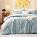 Quataly Full Size Comforter Set Mist Blue,3PCS Soft Lightweight Breathable Bedding Comforter for All Season, Full Size(82''×86'' Comforter & 2 Pillowcases)