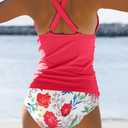 Beachsissi Women's Cute Swimsuits V Neck Tummy Control Tankini Set (Pink, M)