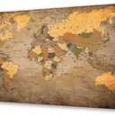 Baisuwallart 1 Piece Vintage World Map Canvas Wall Art- Ready to Hang - Home Office Decor Picture Prints for Living Room Bedroom Abstract Painting Artwork 71x36inches