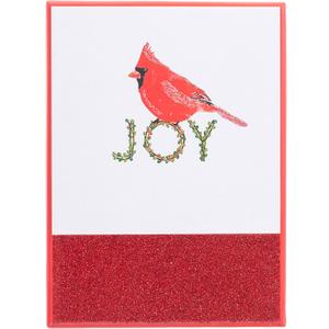 Graphique Cardinal and Joy Holiday Cards | Pack of 15 Cards with Envelopes | Christmas Greetings | Red and Clear Glitter Accents | Boxed Set | 3.25" x 4.75"
